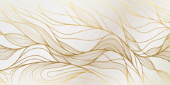 Tapet Personalizat Abstract cu frunze abstracte aurii - LEAF WAVES
