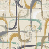 Tapet Personalizat Abstract cu pictura abstracta in nuante verde si galben mustar - DRY BRUSH