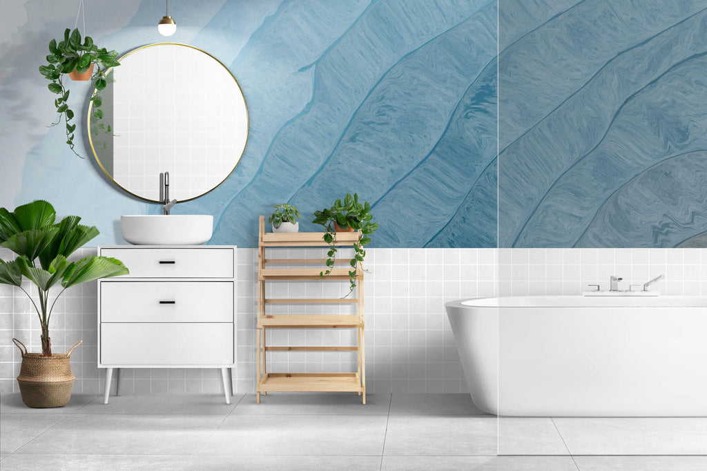 Tapet Personalizat Abstract cu valuri in pictura abstracta - OCEAN VIBES