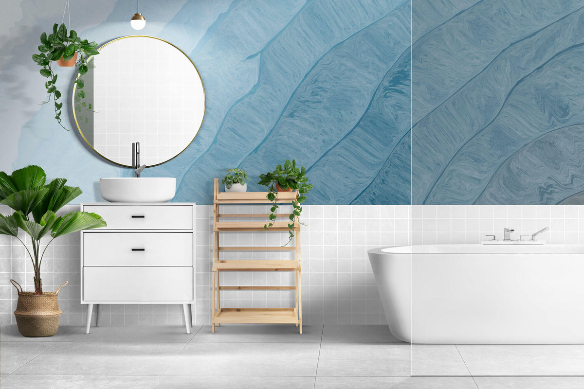Tapet Personalizat Abstract cu valuri in pictura abstracta - OCEAN VIBES