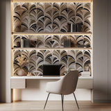 Tapet Personalizat Abstract cu mozaic evantai din marmura bej si maro - FAN MARBLE