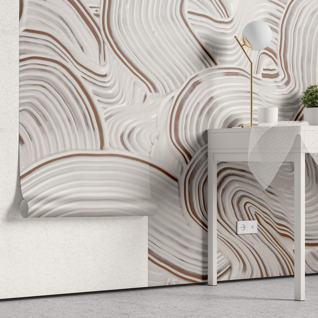 Tapet Personalizat Abstract cu vopsea alba pe piatra de teracota - TERRACOTTA TEXTURE ART