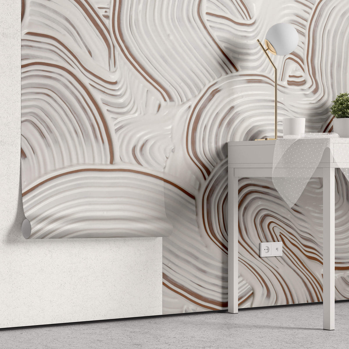 Tapet Personalizat Abstract cu vopsea alba pe piatra de teracota - TERRACOTTA TEXTURE ART