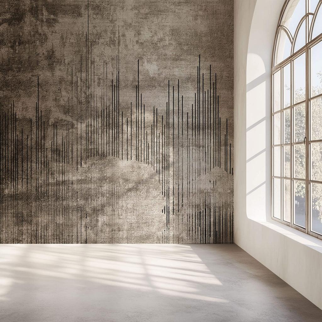 Tapet Personalizat Abstract cu textura de piatra si linii abstracte - LINED WALL
