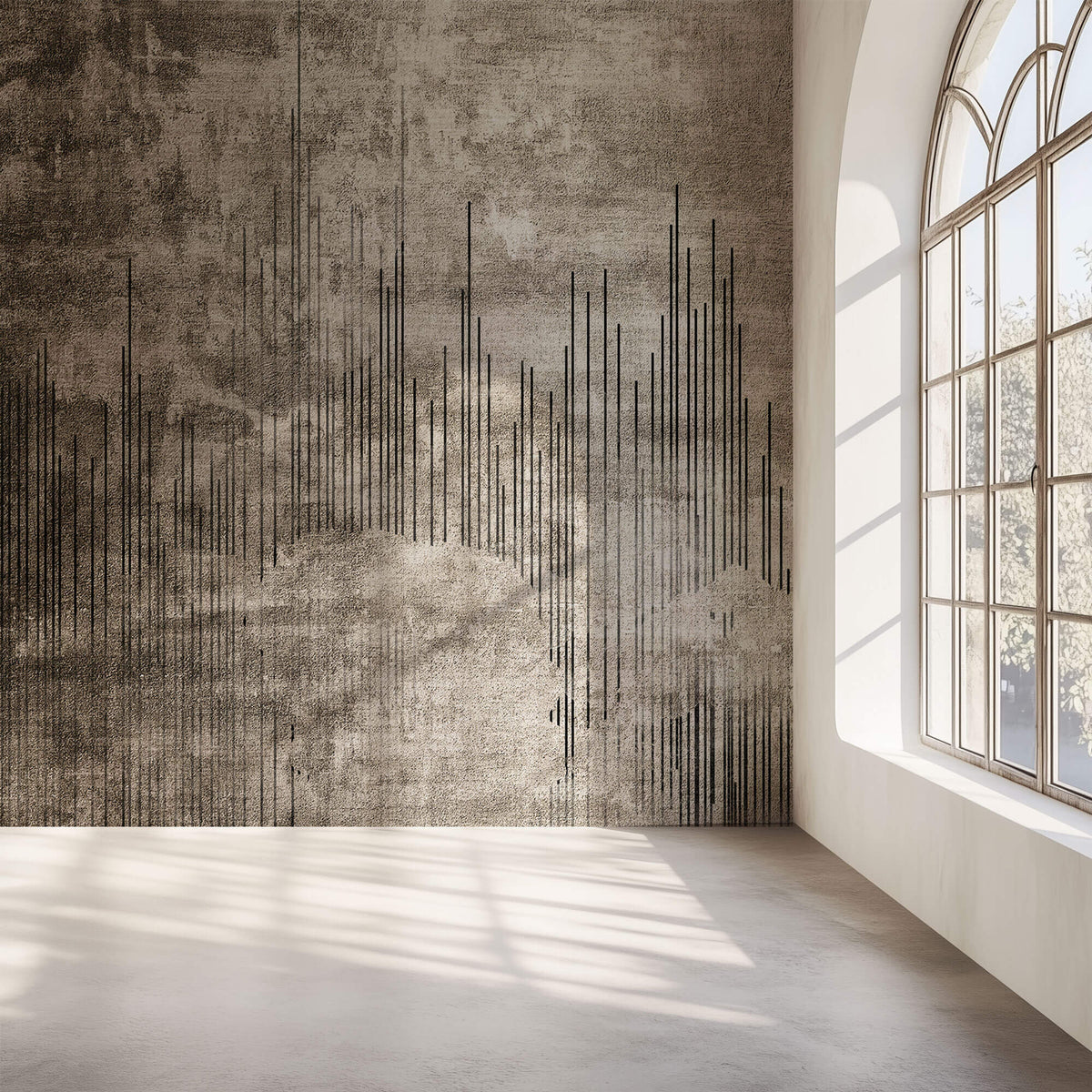 Tapet Personalizat Abstract cu textura de piatra si linii abstracte - LINED WALL