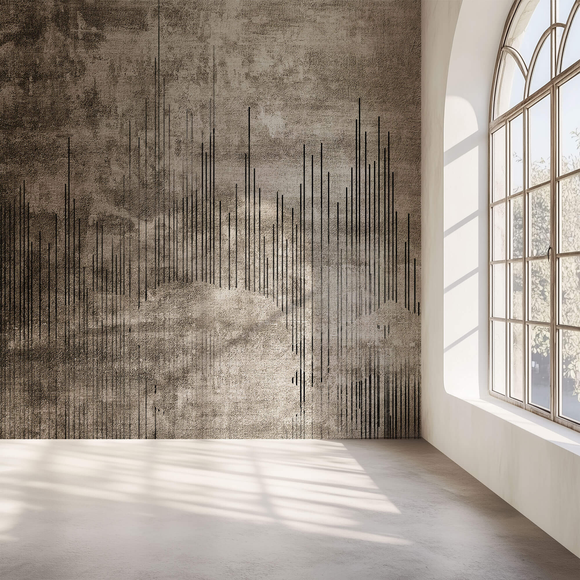 Tapet Personalizat Abstract cu textura de piatra si linii abstracte - LINED WALL