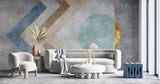 Tapet Personalizat Abstract cu textura de ciment si elemente geometrice abstracte - PLASTER GEOMETRIC