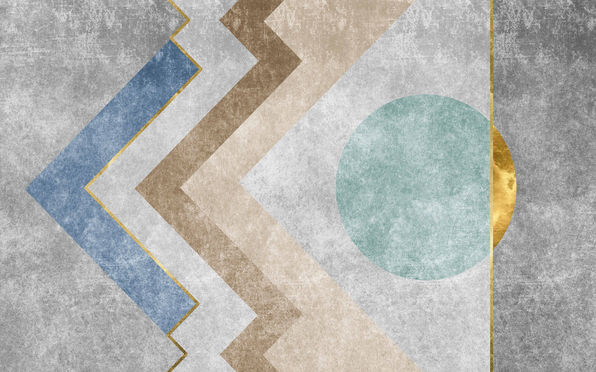 Tapet Personalizat Abstract cu textura de ciment si elemente geometrice abstracte - PLASTER GEOMETRIC