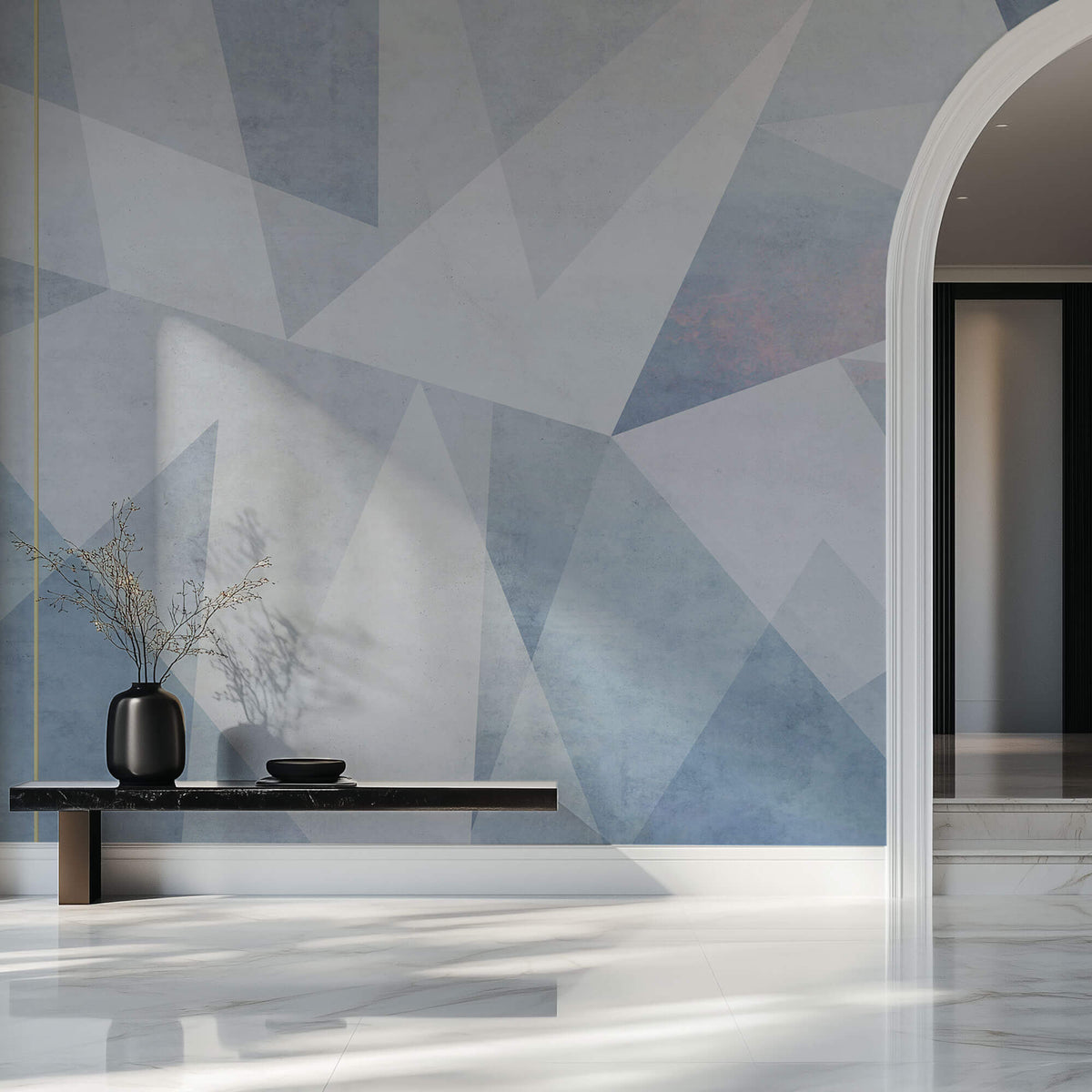 Tapet Personalizat Abstract cu elemente geometrice in nuante de albastru - PASTEL GEOMETRIC