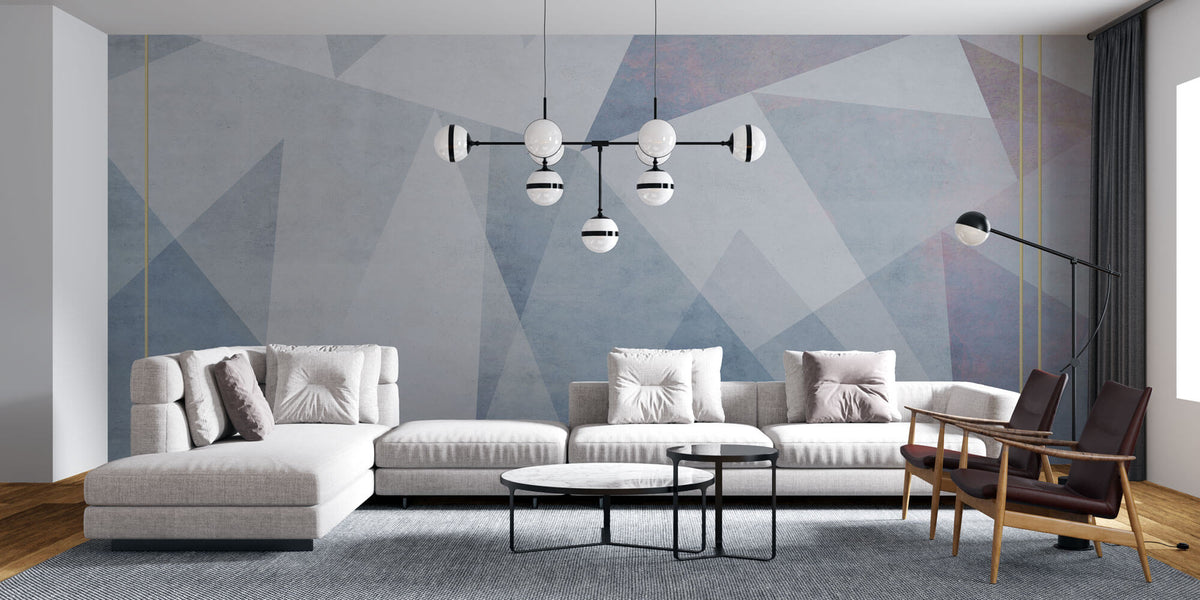 Tapet Personalizat Abstract cu elemente geometrice in nuante de albastru - PASTEL GEOMETRIC