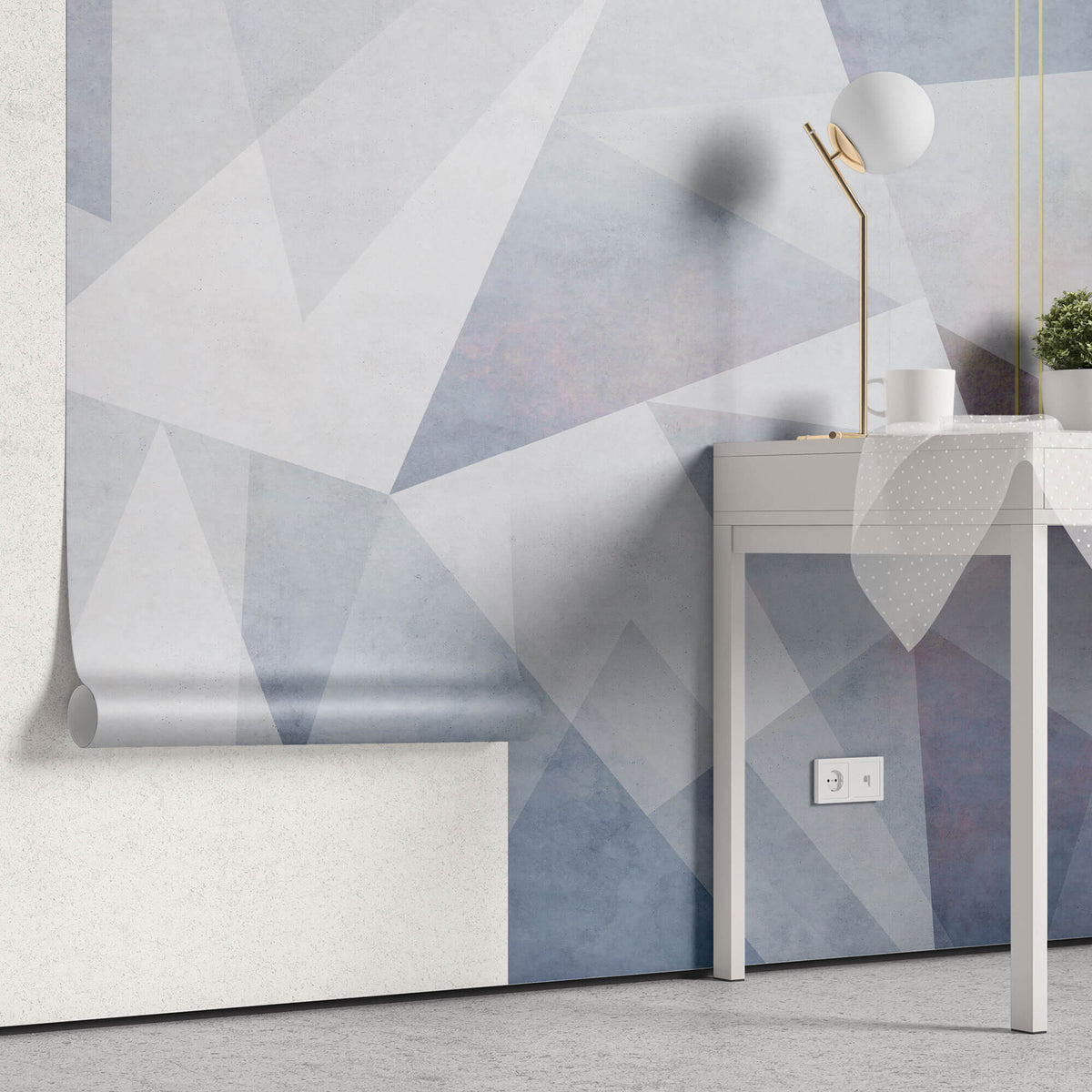 Tapet Personalizat Abstract cu elemente geometrice in nuante de albastru - PASTEL GEOMETRIC