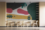 Tapet Personalizat Abstract cu elemente jucause colorate in nuante de rosu si verde - FOREST GREEN COLLAGE