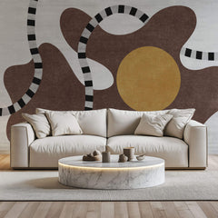 Tapet Personalizat Abstract cu desen texturat in stil abstract in nuante maronii - BROWN EGG