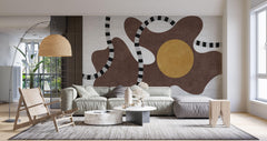 Tapet Personalizat Abstract cu desen texturat in stil abstract in nuante maronii - BROWN EGG