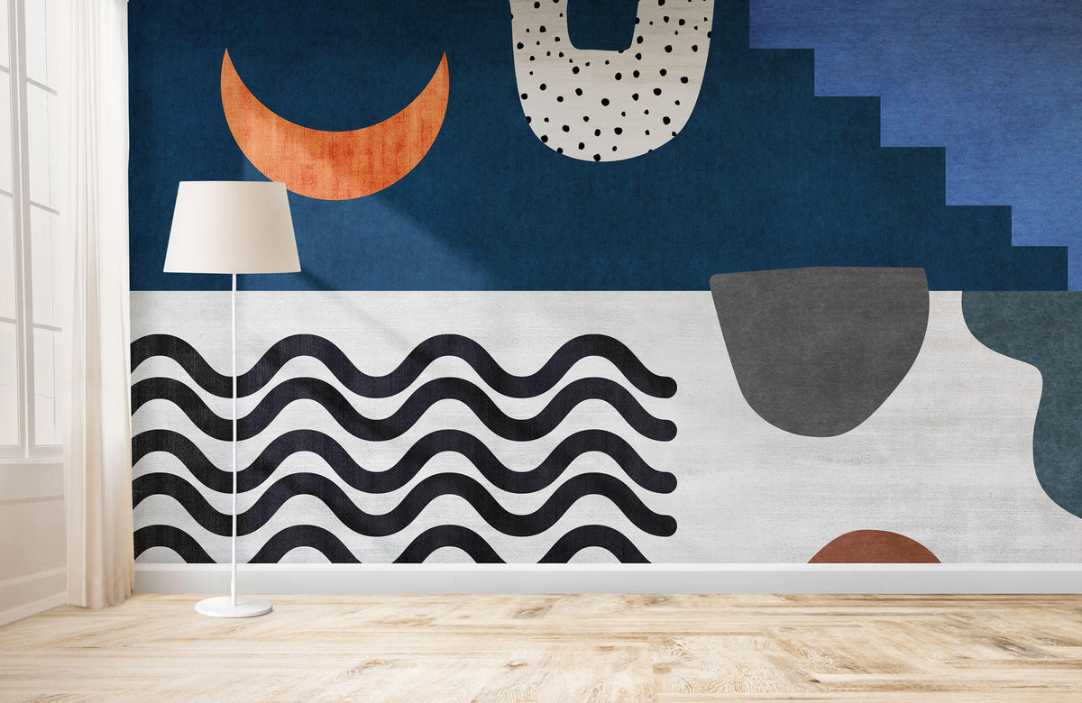 Tapet Personalizat Abstract cu elemente abstracte colorate si funal texturat - MAGIC CARPET