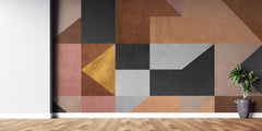 Tapet Personalizat Abstract cu fundal texturat in stil stucco si nuante calde - STUCCO GEOMETRIC