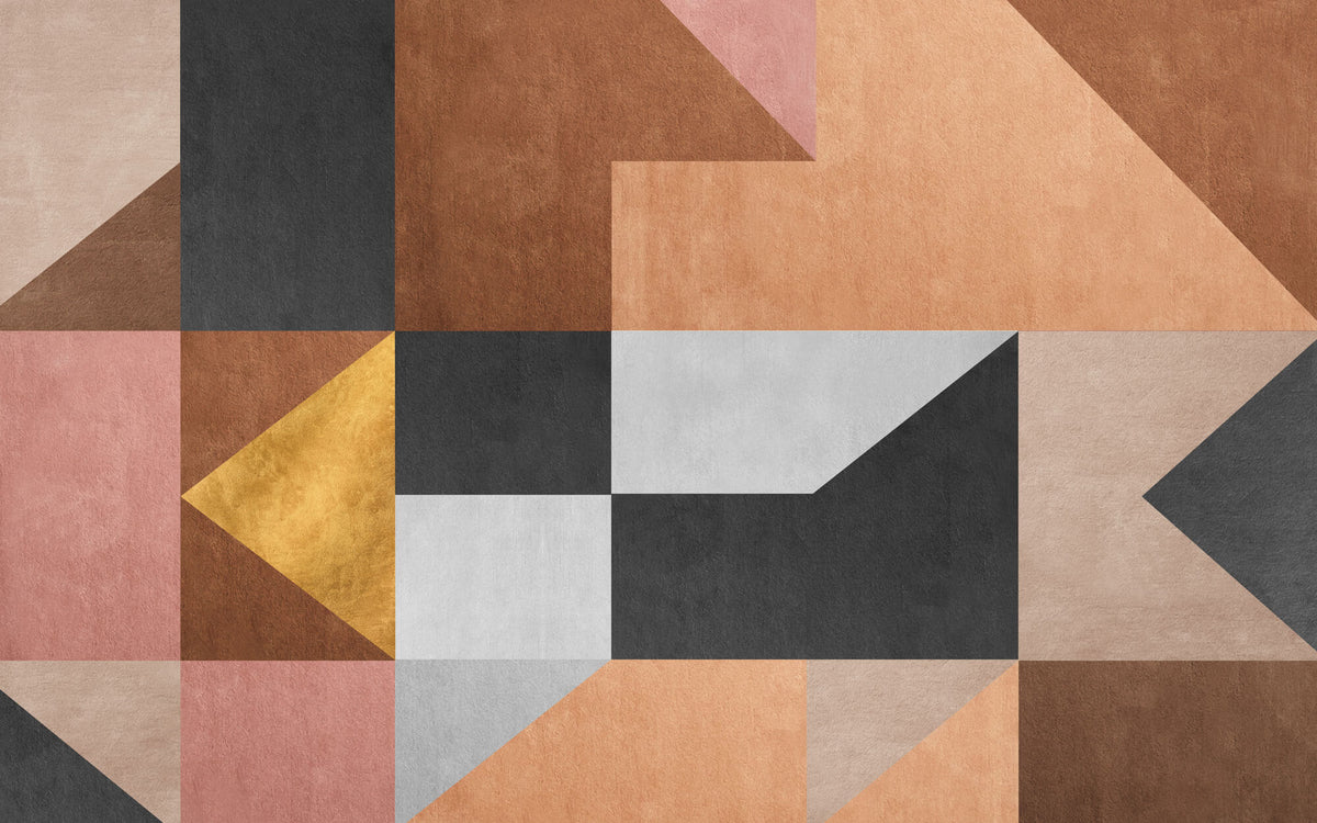 Tapet Personalizat Abstract cu fundal texturat in stil stucco si nuante calde - STUCCO GEOMETRIC