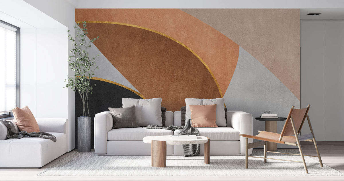 Tapet Personalizat Abstract cu textura decorativa si insertii aurii - BROWN TONES TEXTURE