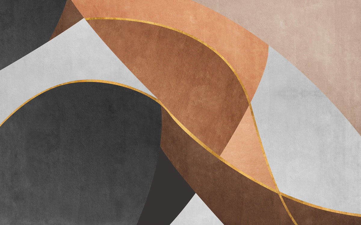 Tapet Personalizat Abstract cu textura decorativa si insertii aurii - BROWN TONES TEXTURE