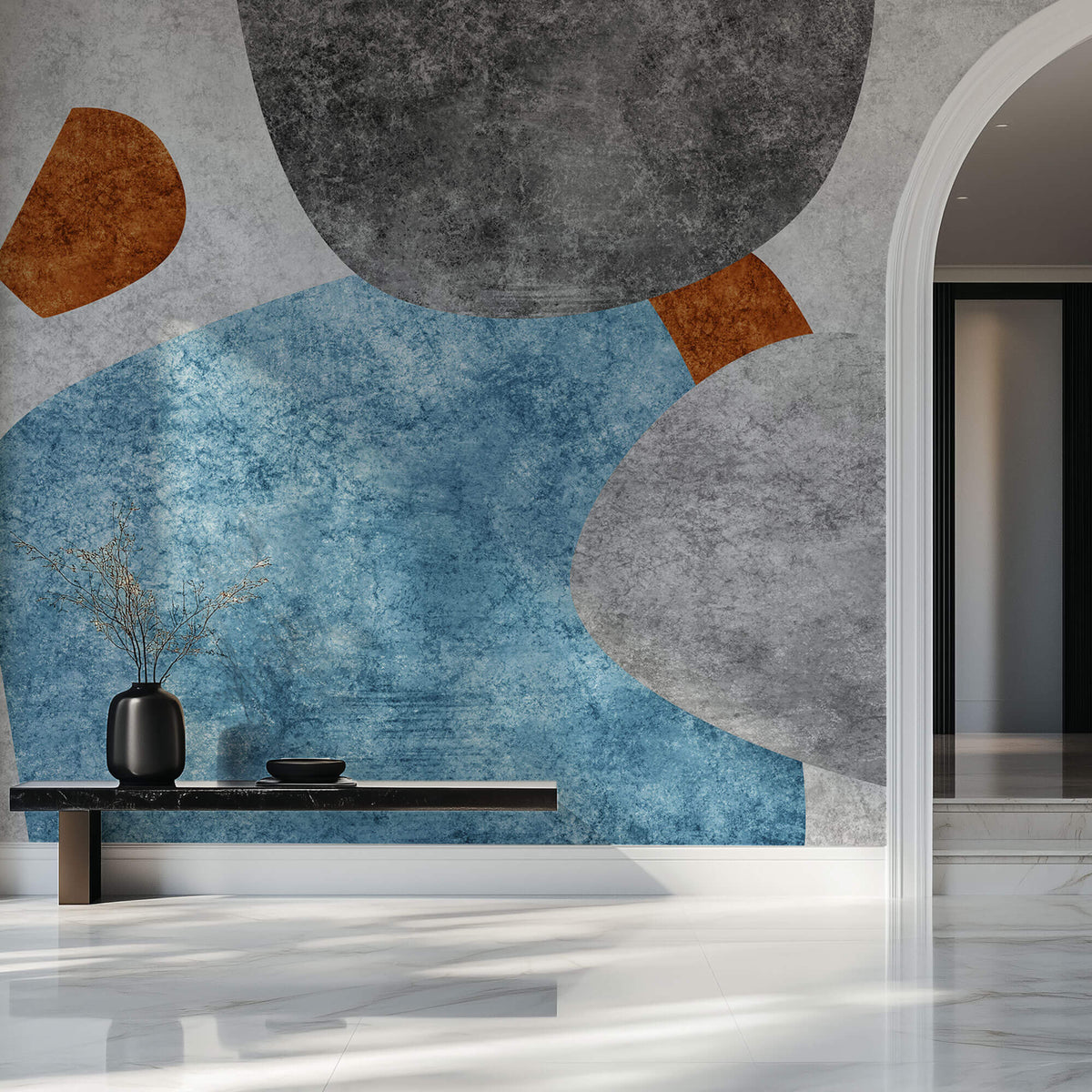 Tapet Personalizat Abstract cu elemente abstracte cu textura de ciment colorat - CRACKLE PAINT