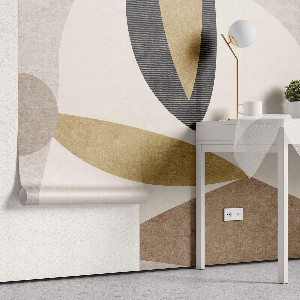 Tapet Personalizat Abstract cu un design minimalist abstract in nuante de bej - HYGGE AESTHETIC