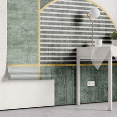 Tapet Personalizat Abstract cu texturi de plaster si marmura in nuante verzi - GREEN SHUTTERS