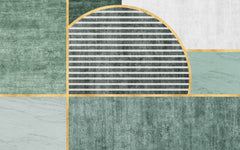 Tapet Personalizat Abstract cu texturi de plaster si marmura in nuante verzi - GREEN SHUTTERS