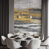 Tapet Personalizat Abstract cu plaster decorativ in nuante de gri si auriu - STRIPE PLASTER