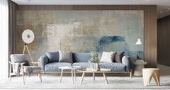 Tapet Personalizat Abstract cu vopsea abstracta in nuante de bej si albastru - LAYERED PAINT