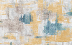 Tapet Personalizat Abstract cu mix de texturi in nuante albastre si aurii - PAINTED TEXTILE