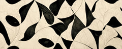Tapet Personalizat Abstract cu design estetic modern cu frunze negre si fundal crem - ABSTRACT BLACK LEAVES