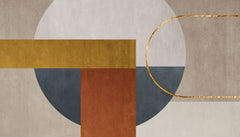 Tapet Personalizat Abstract cu forme geometrice cu textura si insertie aurie - GOLD ARCH ACCENT