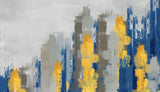 Tapet Personalizat Abstract cu fundal de canvas pictat cu nuante de albastru si auriu - TOUCH PAINT