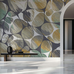 Tapet Personalizat Abstract cu model geometric suprapus in nuante calde - DOUBLE PATTERN