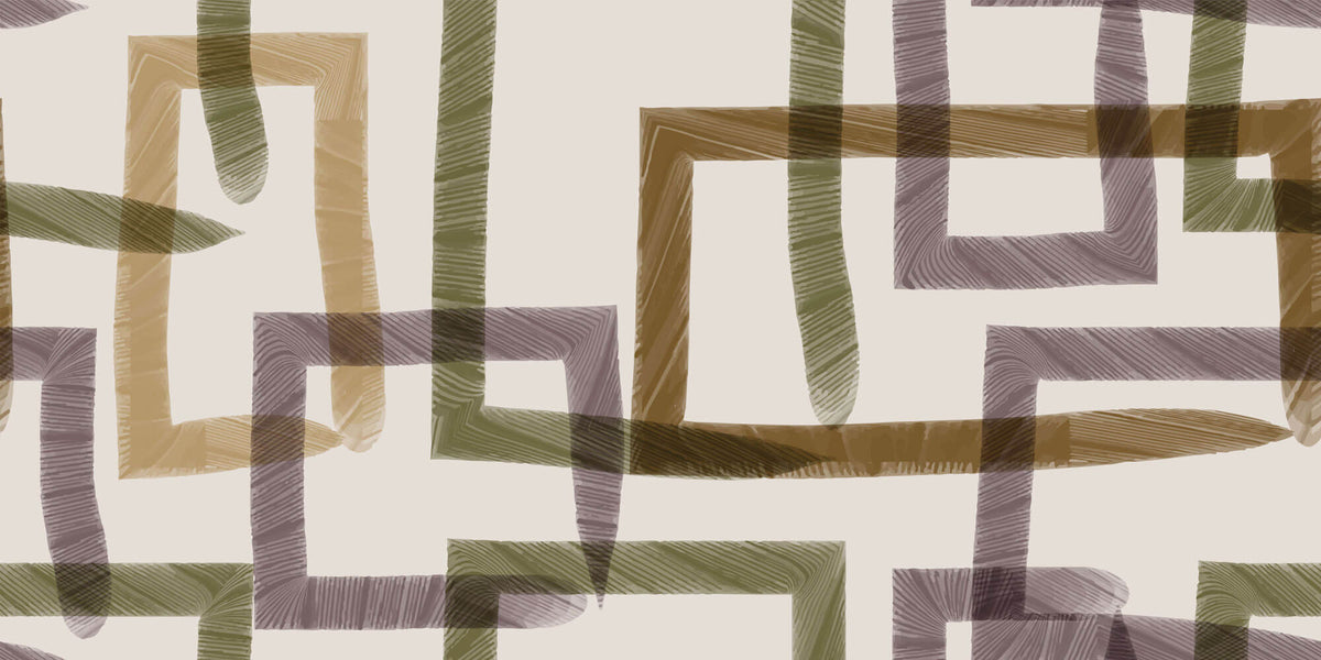 Tapet Personalizat Abstract cu dreptunghiuri texturate in nuante maronii verzi si mov - CHAIN PAINT
