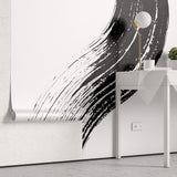 Tapet Personalizat Abstract cu urma de pensula si vopsea neagra in stil japonez - JAPANESE BRUSH STROKE