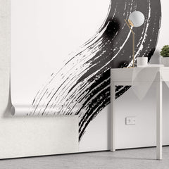 Tapet Personalizat Abstract cu urma de pensula si vopsea neagra in stil japonez - JAPANESE BRUSH STROKE