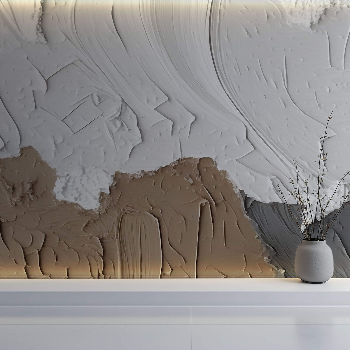 Tapet Personalizat Abstract cu texturi acrilice in relief 1 - TEXTURED SHORE I