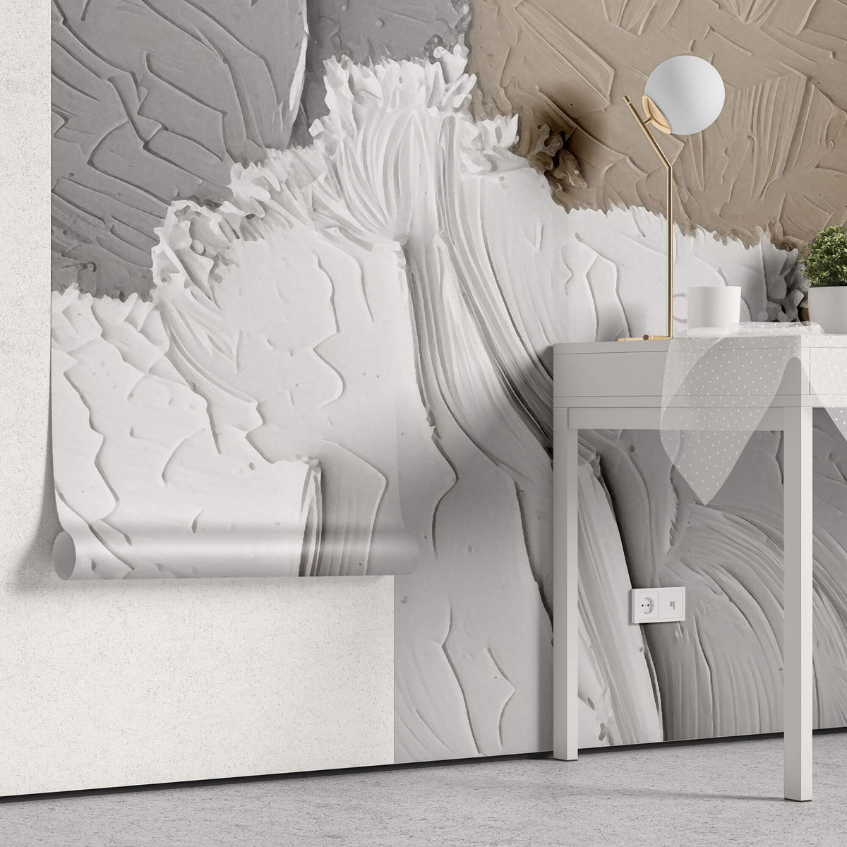 Tapet Personalizat Abstract cu texturi acrilice in relief 2 - TEXTURED SHORE II