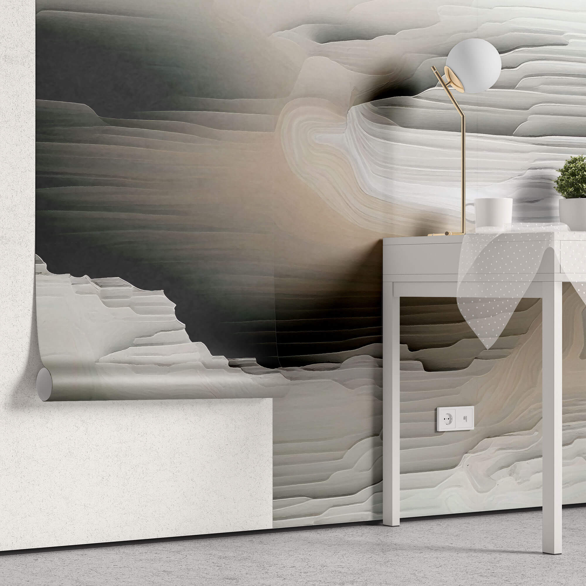 Tapet Personalizat Abstract cu creatie artistica din plaster multicolor - PLASTER KNIFE ART