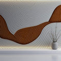 Tapet Personalizat Abstract cu plaster texturat in nuante de alb si caramiziu - ACRYLIC TEXTURED ART