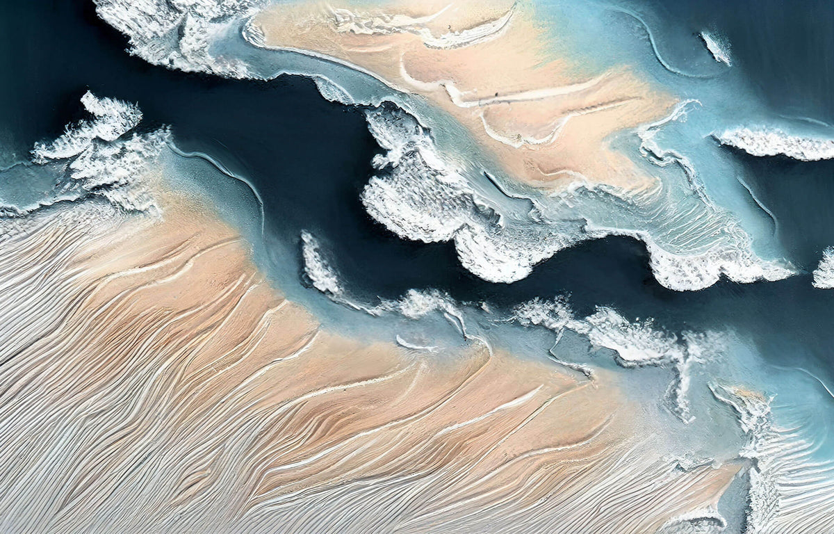Tapet Personalizat Abstract cu pictura abstracta din plaster ilustrand o peninsula si valuri spumante - ABSTRACT PENINSULA II