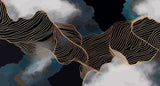 Tapet Personalizat Abstract cu nori si insertii aurii - MIDNIGHT WAVES