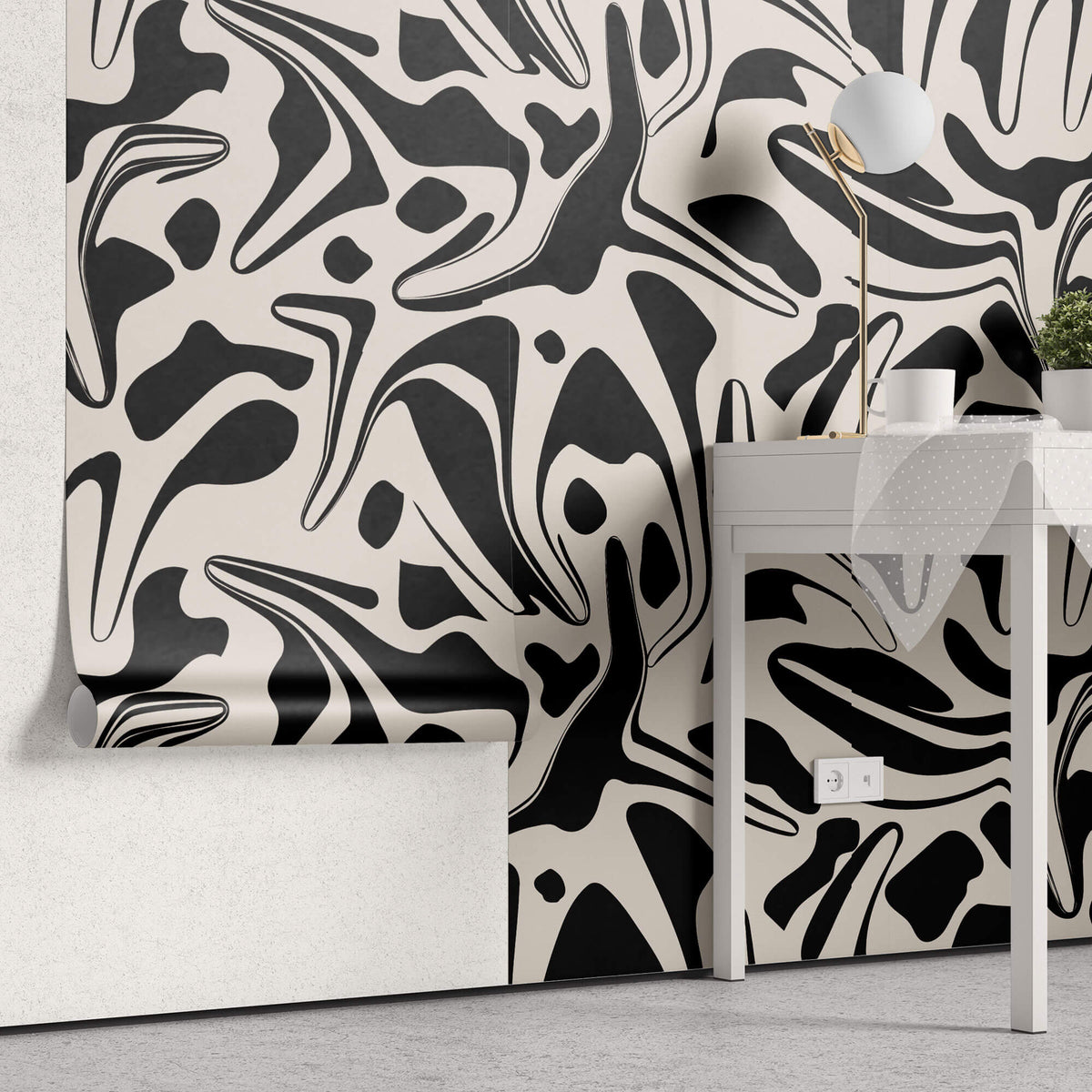 Tapet Personalizat Abstract cu forme abstracte negre - LIQUID BLACK