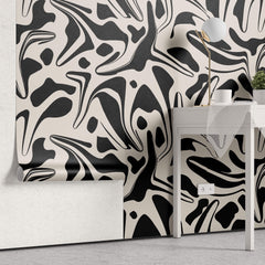 Tapet Personalizat Abstract cu forme abstracte negre - LIQUID BLACK