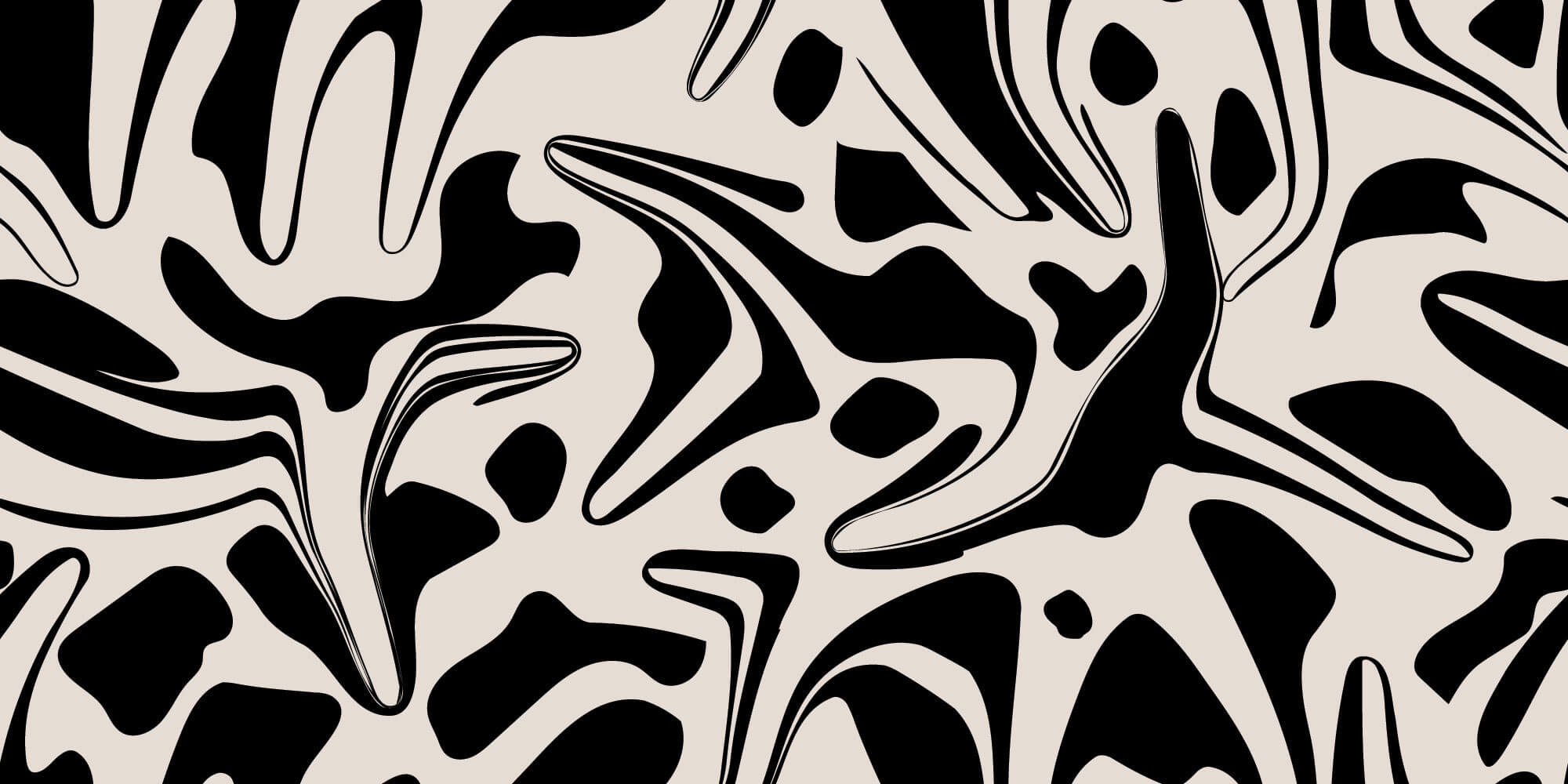 Tapet Personalizat Abstract cu forme abstracte negre - LIQUID BLACK