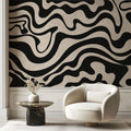 Tapet Personalizat Abstract cu forme fluide abstracte - SEAMLESS BLACK I