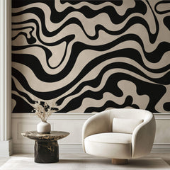 Tapet Personalizat Abstract cu forme fluide abstracte - SEAMLESS BLACK I