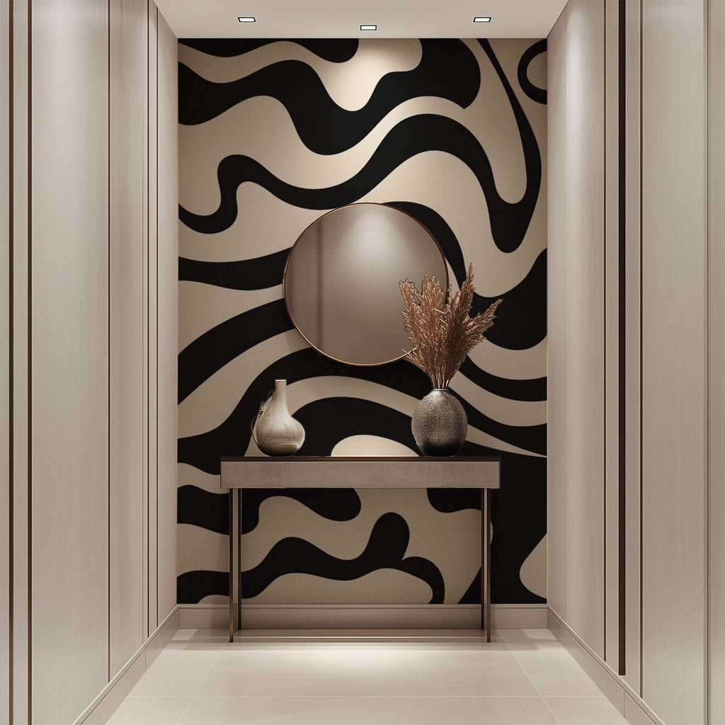 Tapet Personalizat Abstract cu forme fluide abstracte - SEAMLESS BLACK I