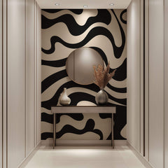 Tapet Personalizat Abstract cu forme fluide abstracte - SEAMLESS BLACK I